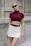 Wide Belt Detailed Short Skirt - 5