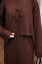Brown Mercerized Knitwear Cardigan Dress Double Combination Set - 4