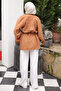 Tan Balloon Sleeve Belted Shirt - 4