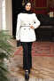 Ecru Buttoned Jacket with Waist Tie - 2