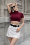 Wide Belt Detailed Short Skirt - 8