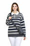 Anthracite Striped Polo Neck Buttoned Women's Knitwear Sweater - 4