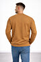 Men's Brown 3 Thread Threaded Thick Basic Crew Neck Oversize Sweatshirt - 3