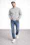 Men's Gray 3 Threaded Thick Basic Crew Neck Oversize Sweatshirt - 4