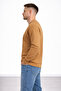 Men's Brown 3 Thread Threaded Thick Basic Crew Neck Oversize Sweatshirt - 4