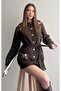 Soft Textured Contrast Embroidery Wool Blend Belted Knitwear Cardigan - 2