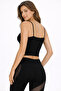 Black Rope Strap Ribbed Crop Top Bustier Blouse - 2