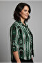 Women's Single Pocket 4/3 Sleeve Ethnic Patterned Thick Lumberjack Jacket Shirt - 3