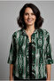Women's Single Pocket 4/3 Sleeve Ethnic Patterned Thick Lumberjack Jacket Shirt - 2