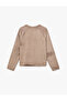 Long Sleeve Crew Neck Embroidered Velvet Pajama Top - 2