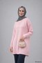 Women's Pink Crew Neck Long Balloon Sleeve Oversize Soft Knitwear Tunic Sweater - 2