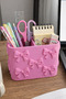 Bow-Detailed Desk Organizer – 11 cm Aesthetic Pen Holder & Office Organizer