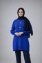 Women's Blue Crew Neck Long Balloon Sleeve Oversize Soft Knitwear Tunic Sweater - 2