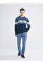 Rmz Gi̇yi̇m Farkiyla Zero Roba Collar Long Sleeve Color Block Men's Knitwear Sweater - 3