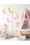Pink balloon rabbits - journey of growth in moonlight |   Boy's room wall sticker - height chart - 4