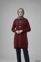 Women's Burgundy Crew Neck Long Balloon Sleeve Oversize Soft Knitwear Tunic Sweater - 3