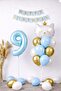 9 Year Old Cat Themed Birthday Balloon Set – Blue Gold Concept