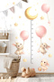 Pink balloon rabbits - journey of growth in moonlight |   Boy's room wall sticker - height chart - 3