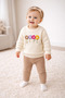Floral Detailed Girls' Knitwear Set (Sweater + Pants) 9-12 Months - 2