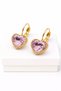 High-Quality Brass Dangle Earrings with Heart Stone Detail – Elegant Design for Pierced Ears