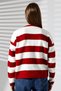 Red Striped Buttoned Classic Knitwear Cardigan - 5