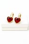 High-Quality Brass Dangle Earrings with Heart Stone Detail – Elegant Design for Pierced Ears