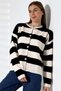 Black Striped Buttoned Classic Knitwear Cardigan - 2