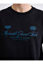 Black Crew Neck Marseille Printed Men's Sweatshirt - 3