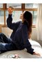 Women's Navy Blue Thessaloniki Knitted Crew Neck Oversize Balloon Sleeve Knitwear Sweater - 6