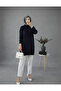 Women's Navy Blue Crew Neck Oversize Knitwear Tunic Sweater - 2