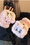Plush Light Pink Character Fingerless Gloves – Soft Textured, Warm, and Adorable Design - 4