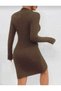 Hakim Collar Ornament Buttoned Slit Detail Fit Fit Women's Knitwear Dress - 2
