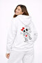 Robot Printed Lover's Combination Oversize Hoodie Set Women Men Unisex White - 3