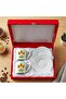 Set of 2 Porcelain Coffee Cups with Reverse Tulip Flower Design in Red Color Box