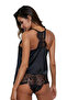 Satin Lace Detailed Shorts Set Black - 3