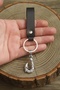 Hook Design Real Leather Keychain Black Genuine Leather Keychain Fashion Keychain - 2