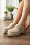 Thick Sole Orthopedic Beige Hospital Slippers – Sabo Slippers with Adjustable Buckle