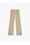 Elastic Waist Flat Wide-Leg Pants with Slit Detail on the Sides - 4