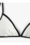 Contrast Detailed Drawstring Triangle Bikini Top - 4