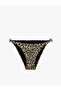 Leopard Patterned Bikini Bottom with Drawstring and Accessory Detail on the Sides - 3