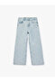Cotton Studded Detailed Loose Fit Wide Leg Denim Trousers - 3