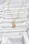 Pink Swan Women's Necklace with Zircon in Golden Steel Chain for Elegant Necks