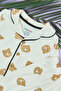 Teddy Bear Printed Corded Fabric Unisex Children's Pajama Set - 2