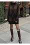 Hakim Yaka Double Color Diamond Pattern Comfortable Fit Women's Knitwear Sweater-Tunic - 3