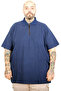 Mode XL Large Size Men's Zippered Polo Collar T-Shirt 25319 Indigo