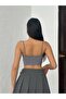 Women's Gray Strappy Sandy Crop Blouse - 4