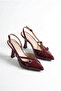 Patent Leather Pointed Toe 9 cm Heeled 3 Buckle Women's Shoes - 5