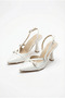 Patent Leather Pointed Toe 9 cm Heeled 3 Buckle Women's Shoes - 6