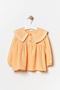 Girl's Baby Collar Muslin Dress with Bag Orange - 4