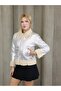 Women's Silver Shiny Fur Coat Zipper Jacket Modern and Stylish Metallic Soft on the Inside Fur Lined - 3